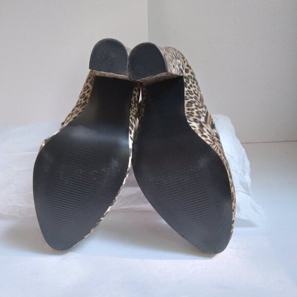 Leopard 5" Block Heel  Almond Toe Velvet/Faux Suede Ankle Boots  As New Sz 9.5 - Picture 8 of 11